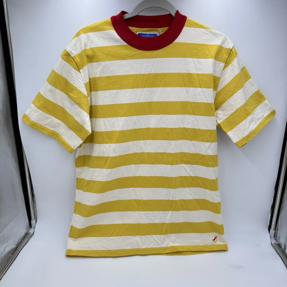 Best made co France yellow striped men size M Tshirt Cotton REF: 90395 - Picture 1 of 9